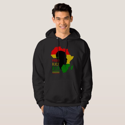 One Proud Black Man Black Geschiedenis Maand Vlag Hoodie (Voorkant volledig)