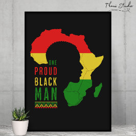 One Proud Black Man Black Geschiedenis Maand Vlag Perfect Poster