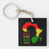 One Proud Black Man Black Geschiedenis Maand Vlag Sleutelhanger (Voorkant)