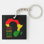 One Proud Black Man Black Geschiedenis Maand Vlag Sleutelhanger (Achterkant)