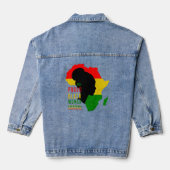 One Proud Black Woman Black Geschiedenis Maand Vla Denim Jacket (Achterkant)