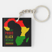 One Proud Black Woman Black Geschiedenis Maand Vla Sleutelhanger (Achterkant)