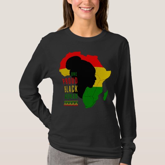 One Proud Black Woman Black Geschiedenis Maand Vla T-shirt (Voorkant)