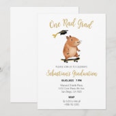 One Rad Afstudeerder Capybara Waterverf Afstudeerf Kaart (Voorkant / Achterkant)