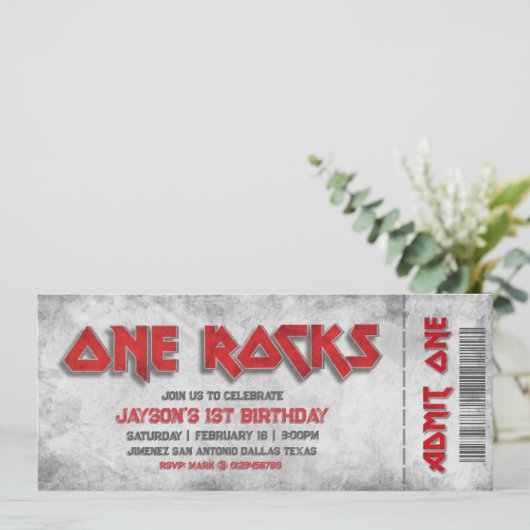 One Rocks - 1e verjaardag ticket Kaart (Staand voorkant)