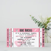 ONE ROCKS CONCERT TICKET 1ST BIRTHDAY INVITATION FEESTDAGENKAART (Staand voorkant)