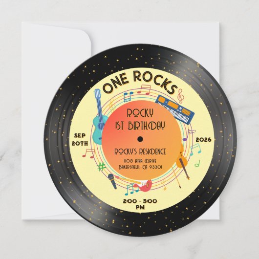 One Rocks First Birthday Invitation - Geboren om t Kaart (Voorkant)