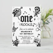 One Rocks Gitaar Rock and Roll 1e Verjaardag Kaart (Staand voorkant)