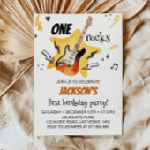 One Rocks gitaar rock en roll verjaardagsuitnodigi Kaart