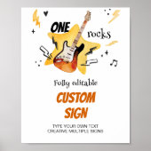 One Rocks Gitaar Verjaardag Custom Sign Party Poster (Voorkant)