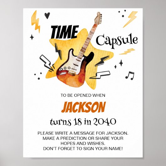 One Rocks Gitaar Verjaardag Tijd Capsule Teken Poster (Voorkant)