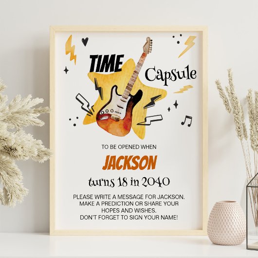 One Rocks Gitaar Verjaardag Tijd Capsule Teken Poster