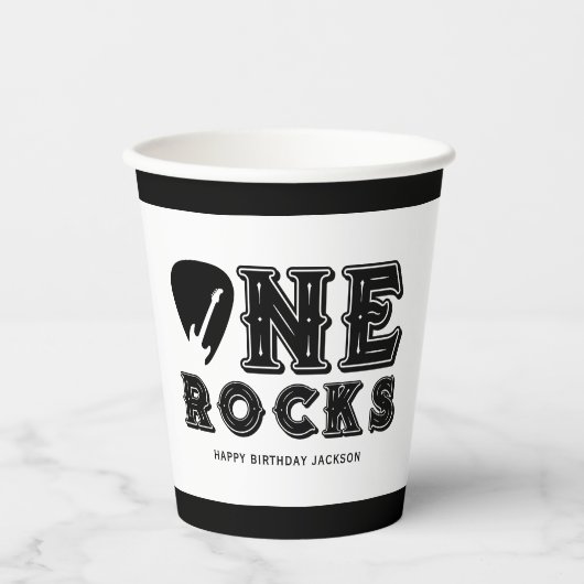 One Rocks Guitar Pick 1st Birthday Party Papieren Bekers (Voorkant)