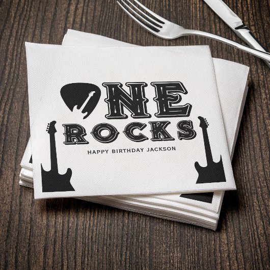 One Rocks Guitar Pick 1st Birthday Party Servet