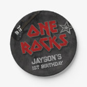 One Rocks - Jongen 1e Verjaardag Papieren Bordje (Voorkant)