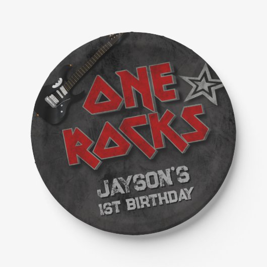 One Rocks - Jongen 1e Verjaardag Papieren Bordje (Voorkant)