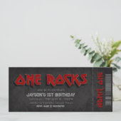 One Rocks - Jongen 1e verjaardag ticket Kaart (Staand voorkant)