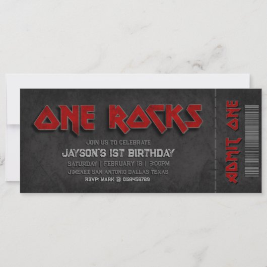 One Rocks - Jongen 1e verjaardag ticket Kaart (Voorkant)