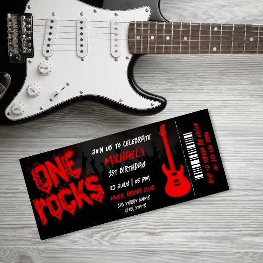 One Rocks Music Thema Concert Ticket Verjaardag Kaart