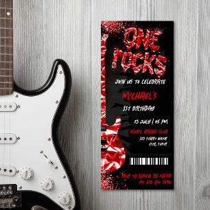One Rocks Music Thema Concert Ticket Verjaardag Kaart