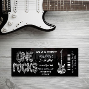 One Rocks Music Thema Concert Ticket Verjaardag Kaart