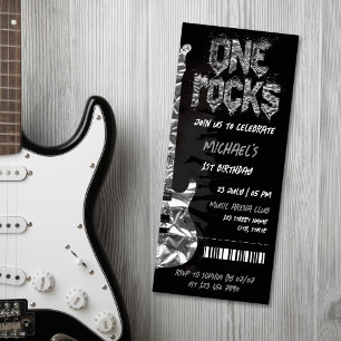 One Rocks Music Thema Concert Ticket Verjaardag Kaart