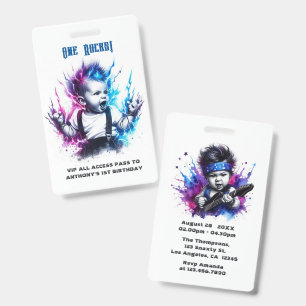 One Rocks! Rock Star VIP-Pas 1e Verjaardag Badge