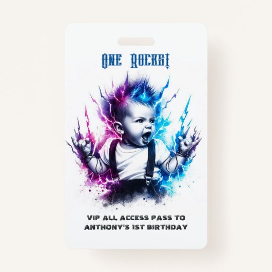 One Rocks! Rock Star VIP-Pas 1e Verjaardag Badge (Voorkant)