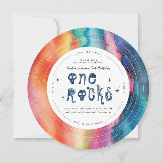 One Rocks | Tie Dye Rock'n'roll Vinyl Record Kaart (Voorkant)
