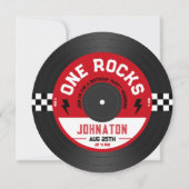 One Rocks Vinyl Record Rock n Roll 1e verjaardag Kaart (Voorkant)