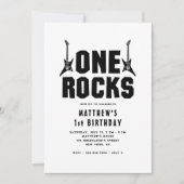 One Rocks Zwart-wit gitaar 1e verjaardag Kaart (Voorkant)