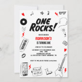 One Rocks Zwart-wit Rockstar 1e verjaardag Kaart (Voorkant)