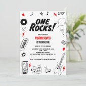 One Rocks Zwart-wit Rockstar 1e verjaardag Kaart (Staand voorkant)