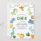 One-Saurus eerste verjaardag uitnodiging (Voorkant)