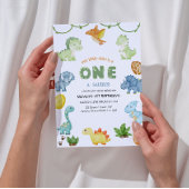 One-Saurus eerste verjaardag uitnodiging