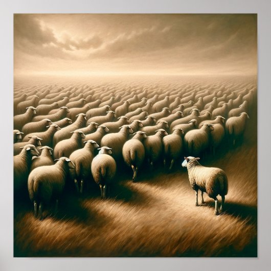 One Sheep Jesus Leaves the 99 For Christelijke Art Poster (Voorkant)