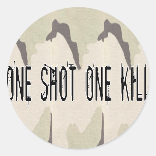 One Shot One Kill Ronde Sticker (Voorkant)