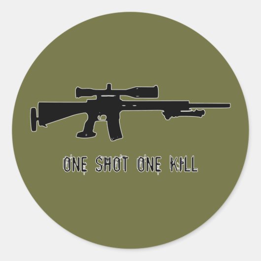 One Shot One Kill Ronde Sticker (Voorkant)