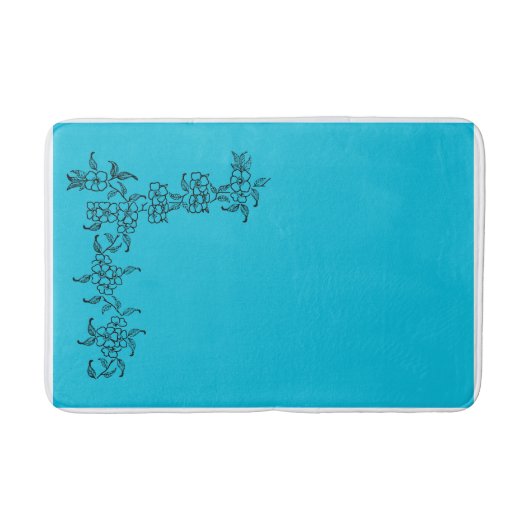 One-Side Border Design Badmat in blauw (Voorkant)