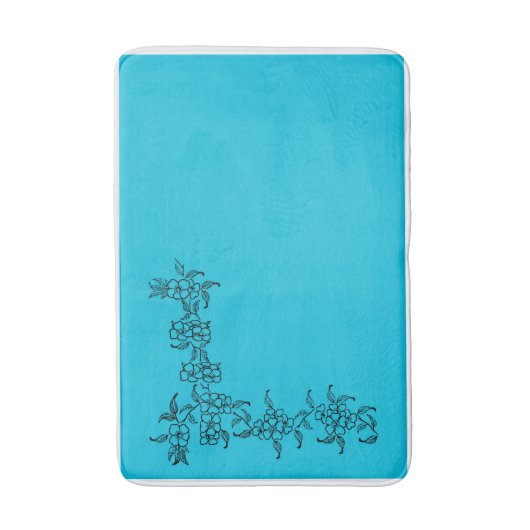 One-Side Border Design Badmat in blauw (Voorkant Verticaal)