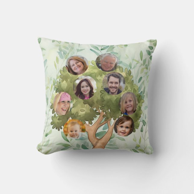 One Side Family Photo Faces Tree Kussen (Voorkant)