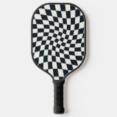 One Side Retro Black White Warped Check Checkered Pickleball Paddle (Voorkant)
