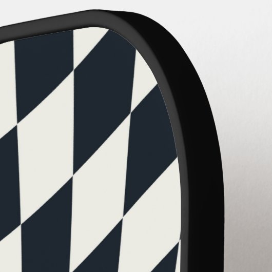 One Side Retro Black White Warped Check Checkered Pickleball Paddle (Links Detail)