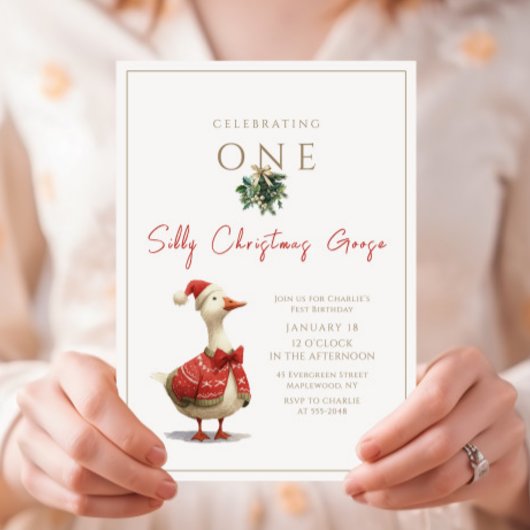 One Silly Christmas Goose Fest Winter Birthday Kaart