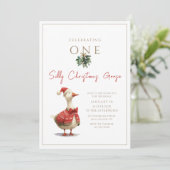 One Silly Christmas Goose Fest Winter Birthday Kaart (Staand voorkant)
