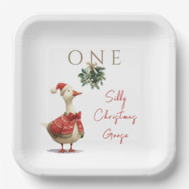 One Silly Christmas Goose Fest Winter Birthday Papieren Bordje