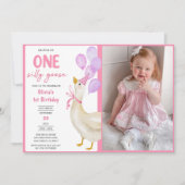 One Silly Goose 1e verjaardagsfeestje foto Kaart (Voorkant)