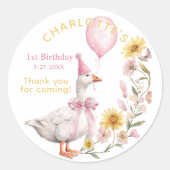 One Silly Goose 1st Birthday Favor Sticker (Voorkant)