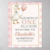 One Silly Goose 1st Birthday Girl Party Poster (Voorkant)