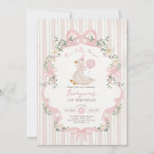 One Silly Goose 1st Birthday Invitation, Pink Bow Kaart (Voorkant)